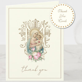 Tarjeta Festiva Elegante Virgen María Religiosa Católica Floral 