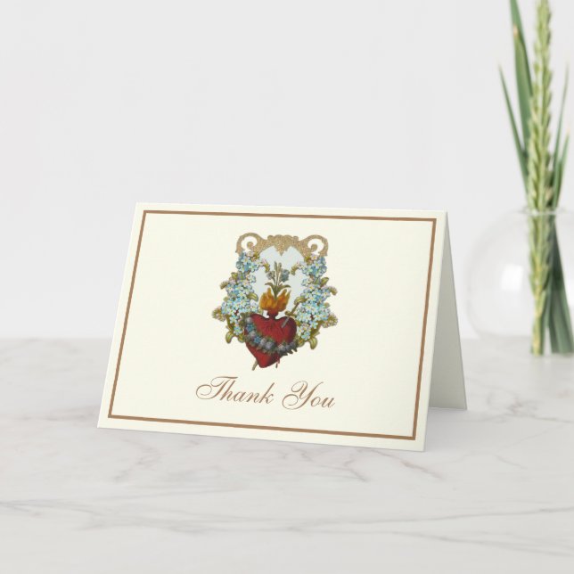 Tarjeta Festiva Elegante Virgen María Religiosa Floral Católica (Anverso)