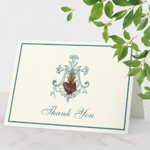 Tarjeta Festiva Elegante Virgen María Religiosa Floral Católica