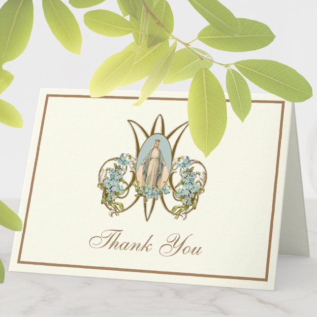 Tarjeta Festiva Elegante Virgen María Religiosa Floral Católica (Subido por el creador)