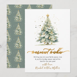 Tarjeta Festiva Elegante Warmest Wishes Script Tree Non Photo
