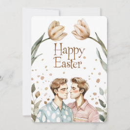 Tarjeta Festiva Elegante Watercolor Gay Couple Easter Card