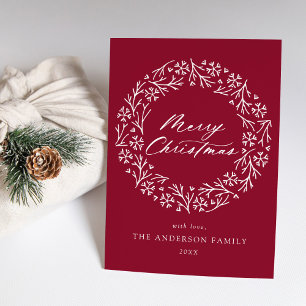 Tarjeta Festiva Elegante Wreath Cranberry Wreath No Foto