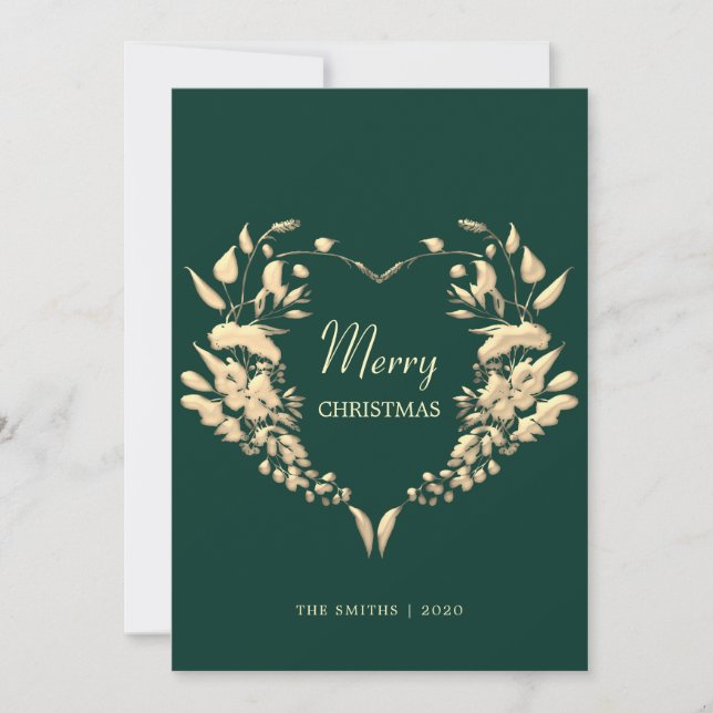 Tarjeta Festiva Elegante Wreath Green Merry Christmas (Anverso)