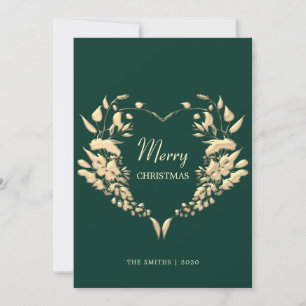 Tarjeta Festiva Elegante Wreath Green Merry Christmas