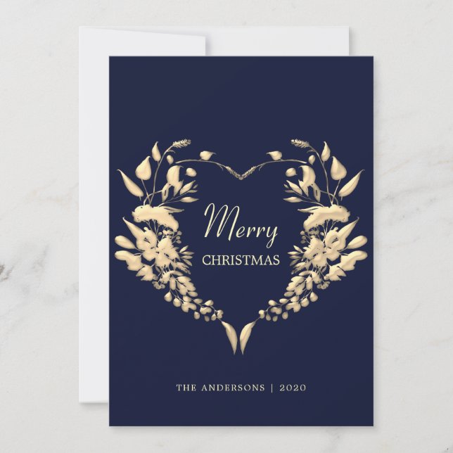Tarjeta Festiva Elegante Wreath Merry Christmas (Anverso)