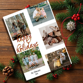 Tarjeta Festiva Elegante y elegante 5 Navidades de collage de foto