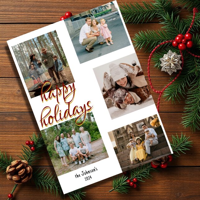 Tarjeta Festiva Elegante y elegante 5 Navidades de collage de foto (Subido por el creador)
