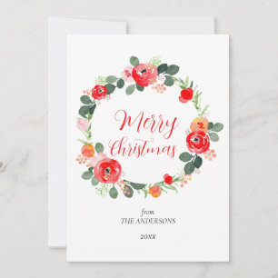 Tarjeta Festiva Elegante y elegante guirnalda floral navideña