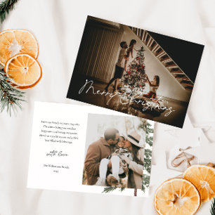 Tarjeta Festiva Elegante y moderno 2 Navidades de acuarela fotográ