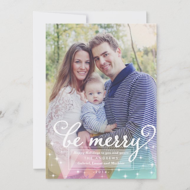 Tarjeta Festiva Elegante y moderno Be Merry Christmas Photo Card (Anverso)