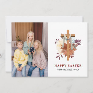 Tarjeta Festiva elegante y moderno foto de la familia Floral Cross