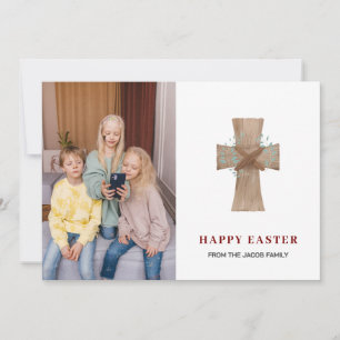 Tarjeta Festiva elegante y moderno foto de la familia Floral Cross
