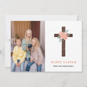 Tarjeta Festiva elegante y moderno foto de la familia Floral Cross
