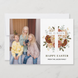 Tarjeta Festiva elegante y moderno foto de la familia Floral Cross