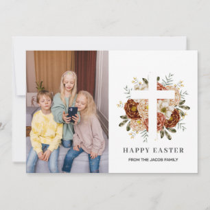 Tarjeta Festiva elegante y moderno foto de la familia Floral Cross