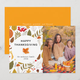 Tarjeta Festiva Elegante y moderno foto del otoño de Acción de Gra