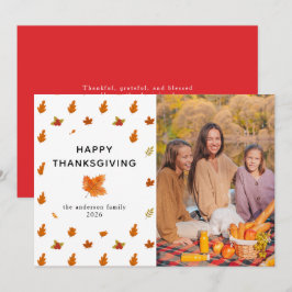 Tarjeta Festiva Elegante y moderno foto del otoño de Acción de Gra