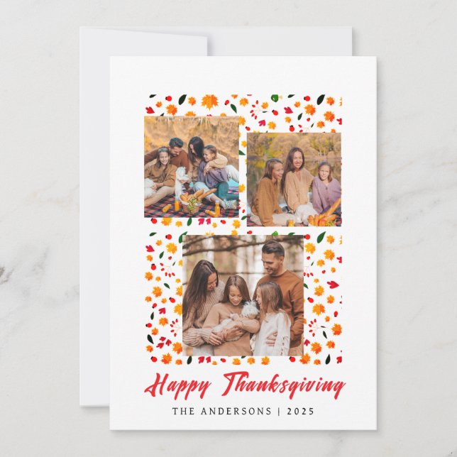 Tarjeta Festiva Elegante y moderno foto del otoño de Acción de Gra (Anverso)