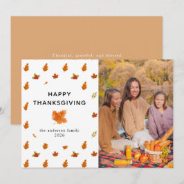 Tarjeta Festiva Elegante y moderno foto del otoño de Acción de Gra