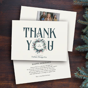 Tarjeta Festiva Elegante y moderno Gracias Wreath Business