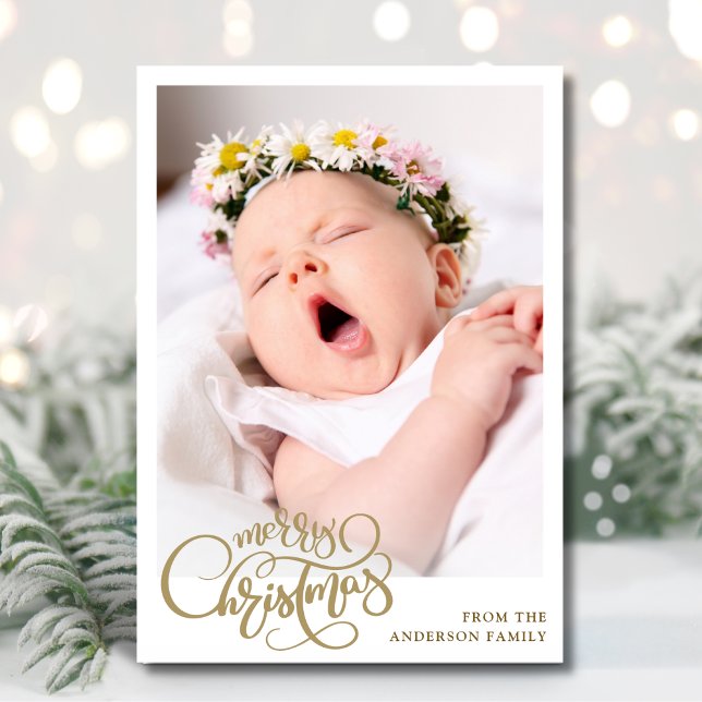 Tarjeta Festiva Elegante y moderno guión de oro navideño (Subido por el creador)