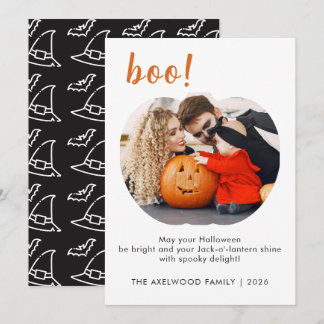 Tarjeta Festiva Elegante y moderno Pumpkin Shaped Photo Halloween