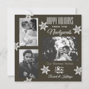 Tarjeta Festiva Elegante y moderno recién casados 3 Navidades de f