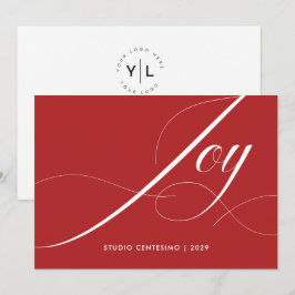 Tarjeta Festiva Elegante y rojo blanco moderno logotipo corporativ
