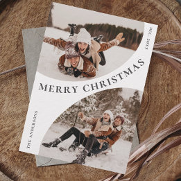 Tarjeta Festiva Elegante y simple 3 Navidades de FOTO código QR