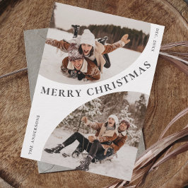 Tarjeta Festiva Elegante y simple 3 Navidades de FOTO código QR