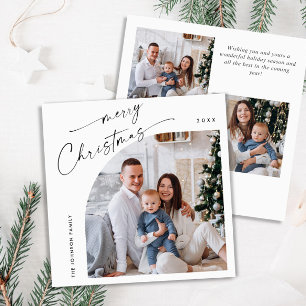 Tarjeta Festiva Elegante y simple 3 Navidades de FOTOS Saludos
