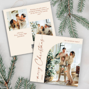 Tarjeta Festiva Elegante y simple 3 Navidades de FOTOS Saludos