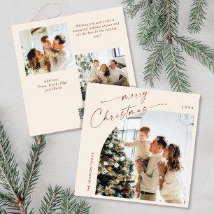 Tarjeta Festiva Elegante y simple 3 Navidades de FOTOS Saludos