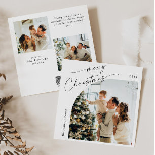 Tarjeta Festiva Elegante y simple 3 Navidades de FOTOS Saludos