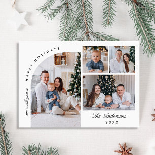 Tarjeta Festiva Elegante y simple 4 Navidades de FOTOS Saludos