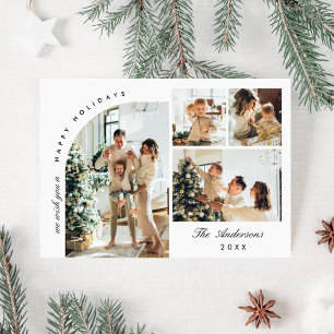 Tarjeta Festiva Elegante y simple 4 Navidades de FOTOS Saludos