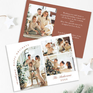 Tarjeta Festiva Elegante y simple 5 Navidades de FOTOS Saludos