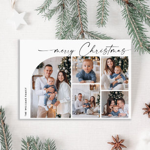 Tarjeta Festiva Elegante y simple 5 Navidades de FOTOS Saludos