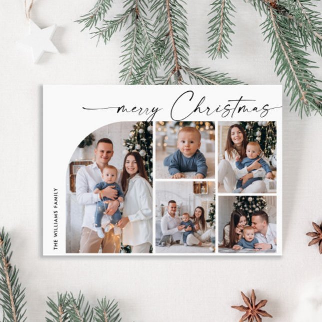 Tarjeta Festiva Elegante y simple 5 Navidades de FOTOS Saludos (Subido por el creador)