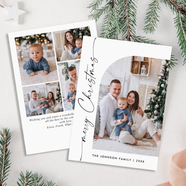 Tarjeta Festiva Elegante y simple 5 Navidades de FOTOS Saludos (Subido por el creador)