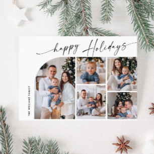 Tarjeta Festiva Elegante y simple 5 Navidades de FOTOS Saludos