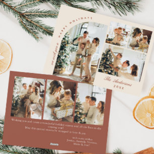 Tarjeta Festiva Elegante y simple 7 Navidades de FOTOS Saludos