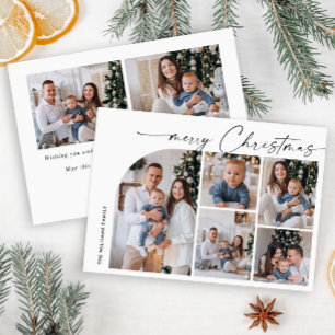 Tarjeta Festiva Elegante y simple 7 Navidades de FOTOS Saludos