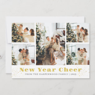 Tarjeta Festiva Elegante y simple Collage de fotos de Año Nuevo Fe