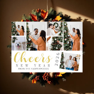 Tarjeta Festiva Elegante y simple Collage de fotos de Año Nuevo Fe