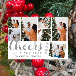 Tarjeta Festiva Elegante y simple Collage de fotos de Año Nuevo Fe