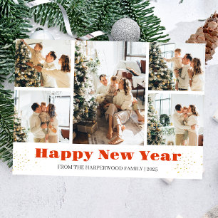 Tarjeta Festiva Elegante y simple Collage de fotos de Año Nuevo Fe