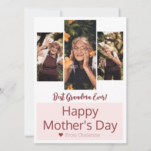 Tarjeta Festiva Elegante y simple Día de la Madre moderno Abuela 3 (Anverso)