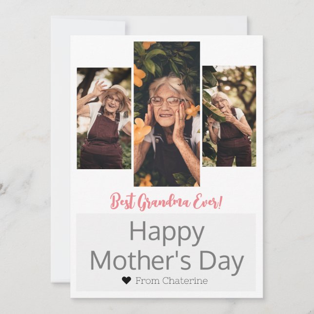 Tarjeta Festiva Elegante y simple Día de la Madre moderno Abuela 3 (Anverso)